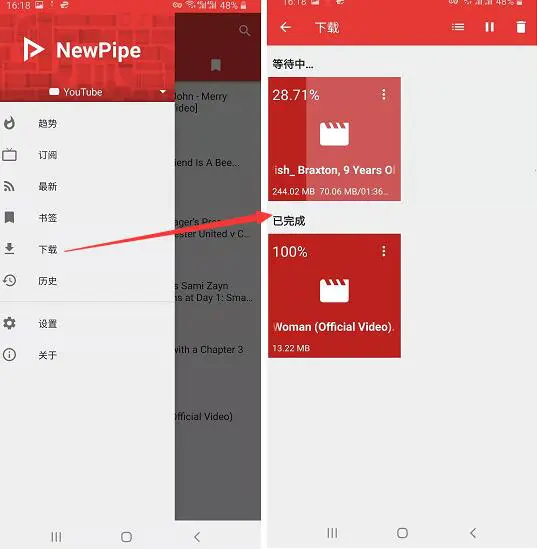 newpipe youtube下载文件